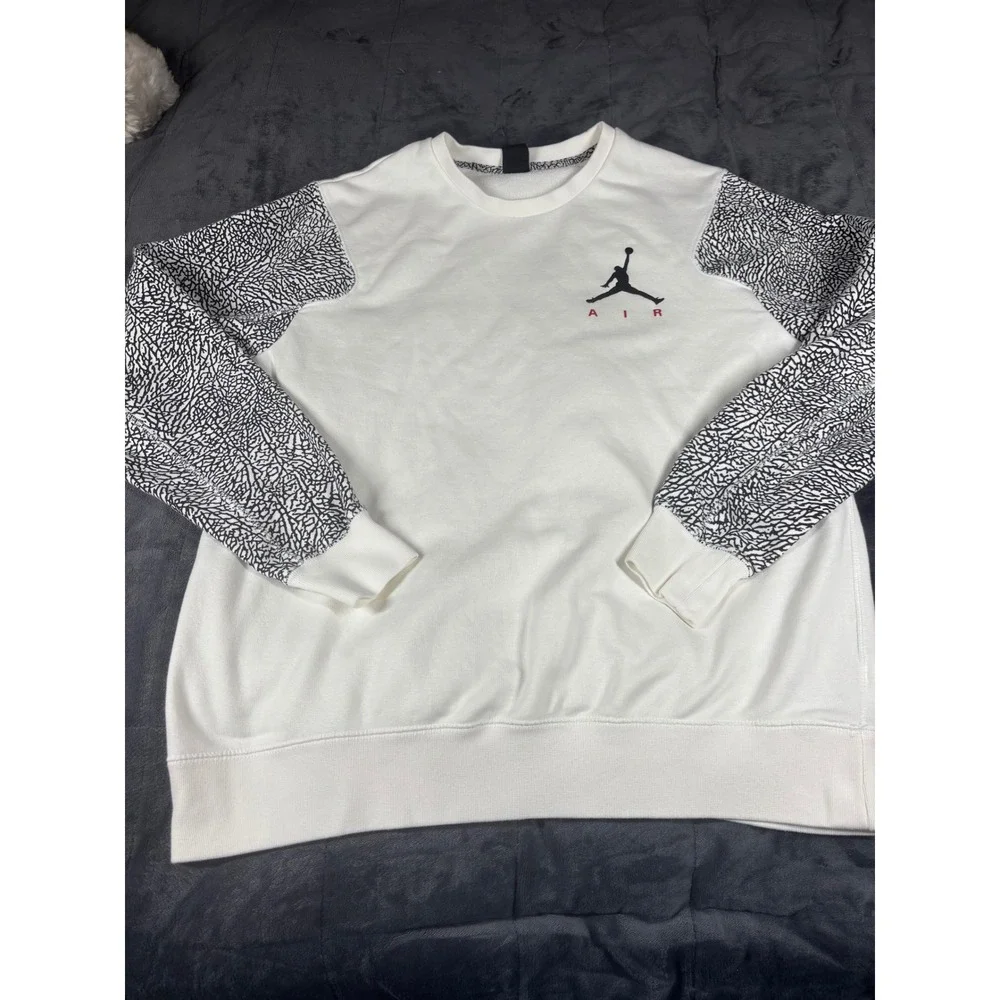 Jordan Jumpman Air Elephant Print Sleeve Sweatshirt White Mens XXL 6462